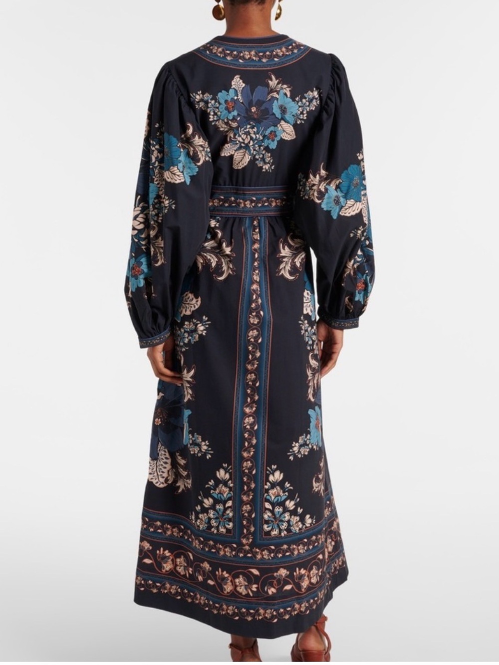 FARM Rio Blossom Tapestry Black Midi Dress L - Picture 3 of 4